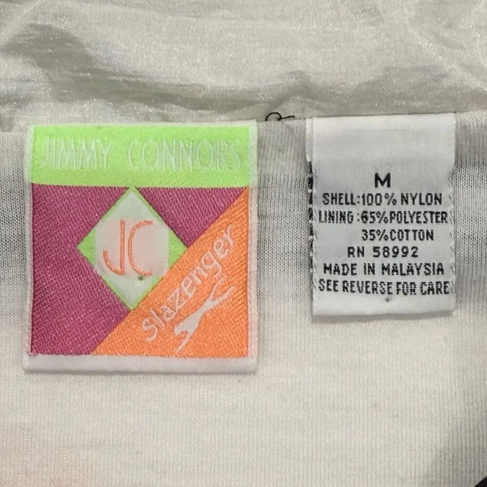 Vintage 80s Jimmy Connors Slazenger Tennis Windbreaker Neon Jacket Sz Medium